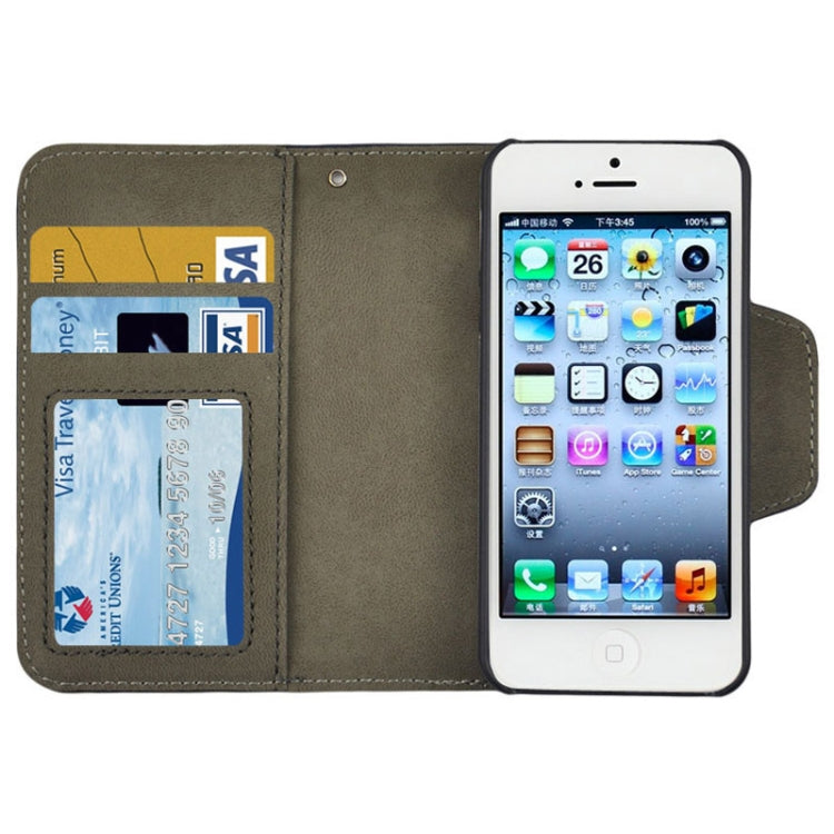 2 in 1 Detachable Frosted Texture Leather Case with Credit Card Slot & Holder for iPhone 5 & 5s & SE & SE