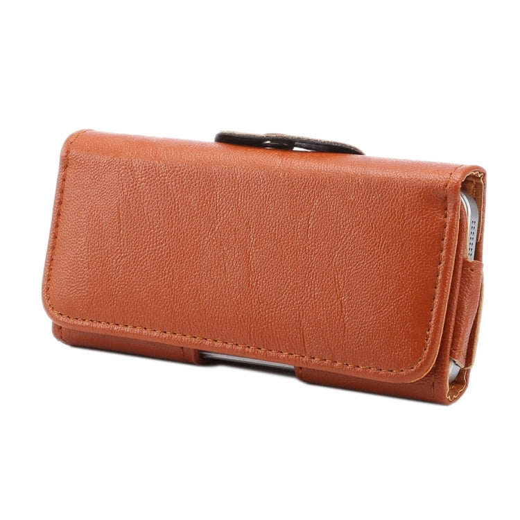 4.0 inch Bark Texture Horizontal Style Leather Waist Bag with Back Splint for iPhone 5 & 5s & SE & 5C(Brown)