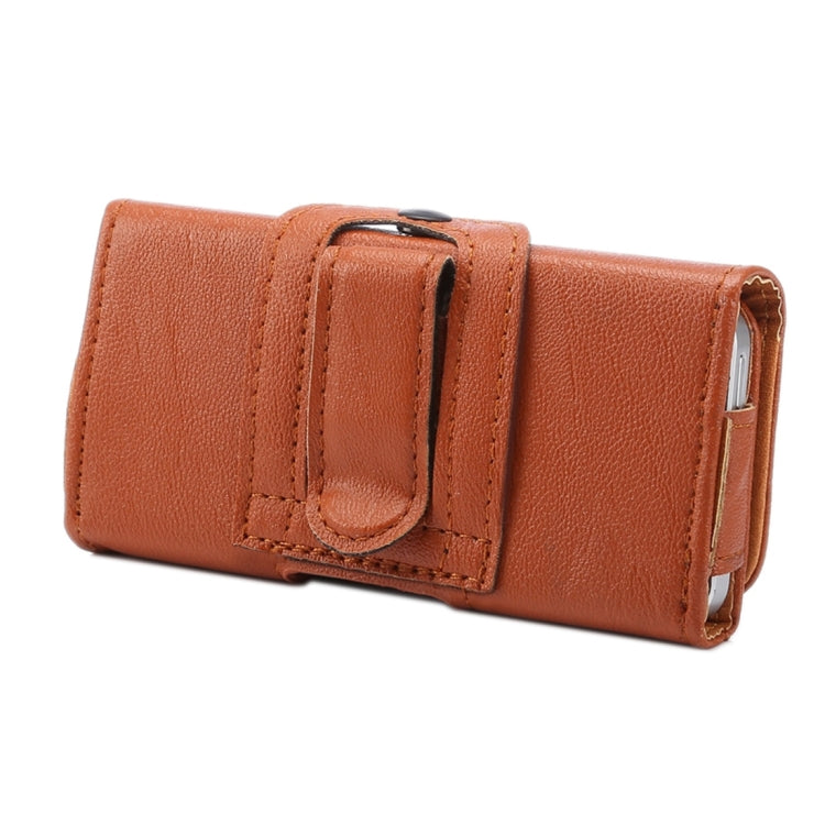 4.0 inch Bark Texture Horizontal Style Leather Waist Bag with Back Splint for iPhone 5 & 5s & SE & 5C(Brown)