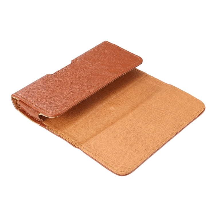 4.0 inch Bark Texture Horizontal Style Leather Waist Bag with Back Splint for iPhone 5 & 5s & SE & 5C(Brown)