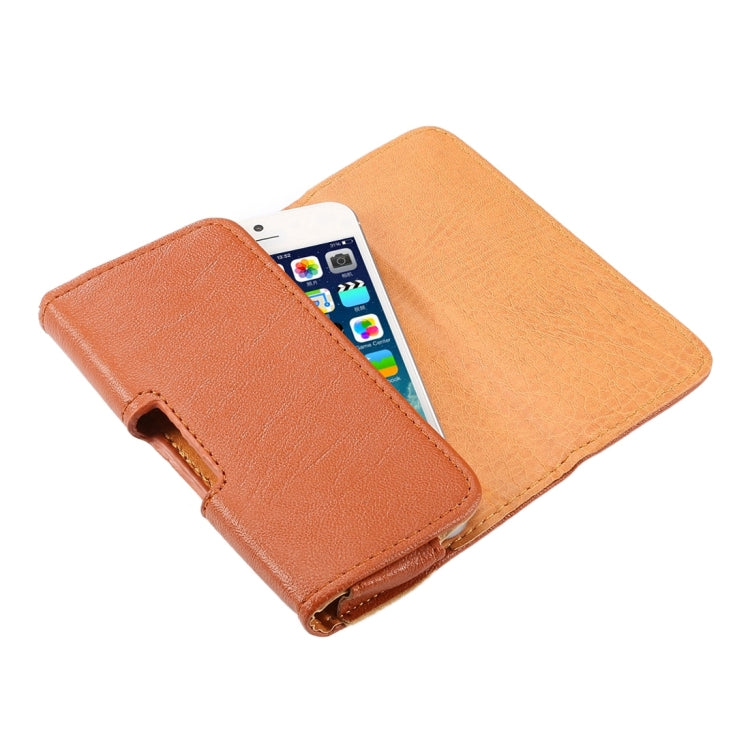 4.0 inch Bark Texture Horizontal Style Leather Waist Bag with Back Splint for iPhone 5 & 5s & SE & 5C(Brown)