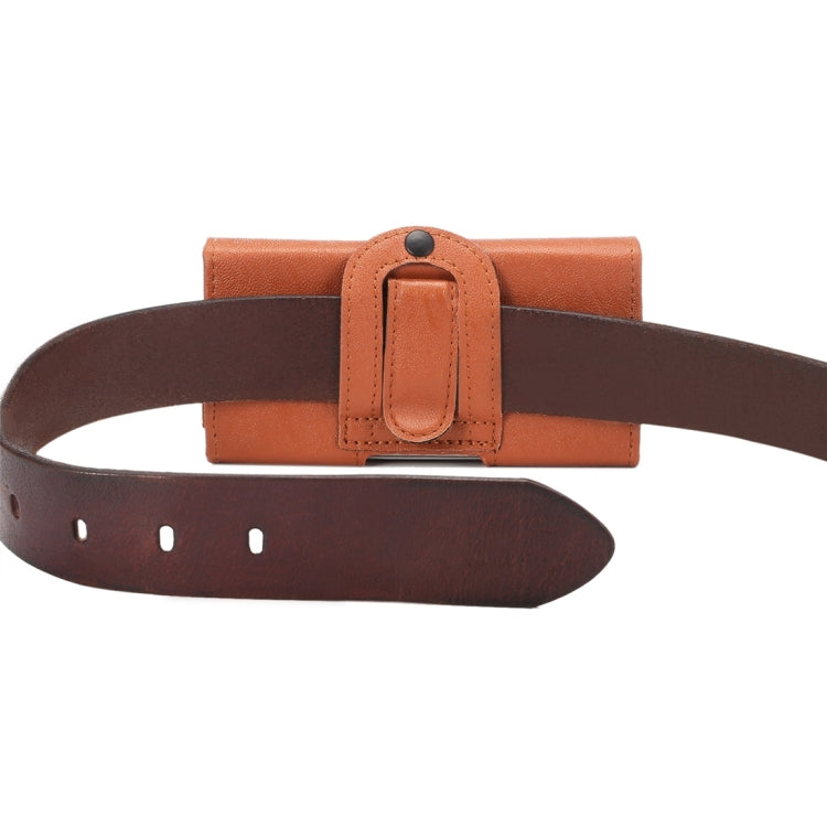 4.0 inch Bark Texture Horizontal Style Leather Waist Bag with Back Splint for iPhone 5 & 5s & SE & 5C(Brown)
