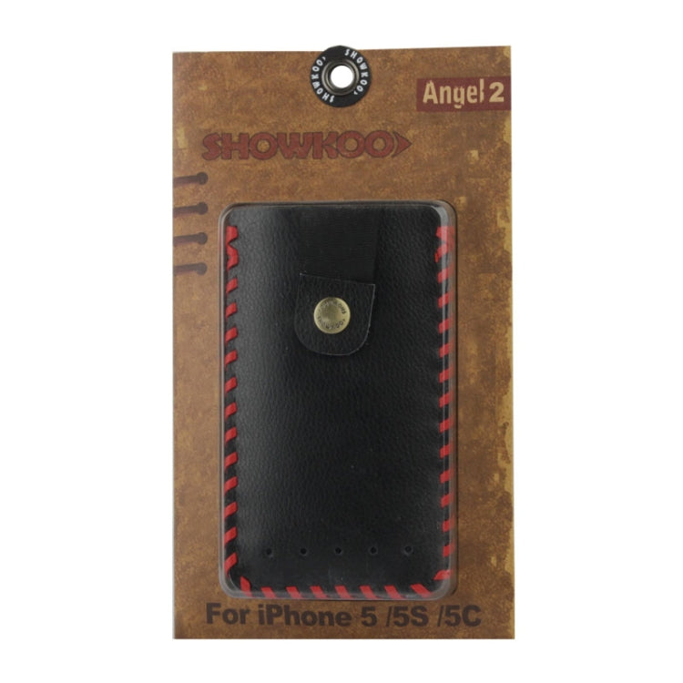 SHOWKOO Litchi Texture Vertical Style Snap Button Leather Case for iPhone 5 & 5S