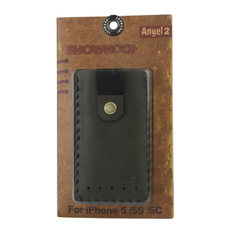 SHOWKOO Litchi Texture Vertical Style Snap Button Leather Case for iPhone 5 & 5S
