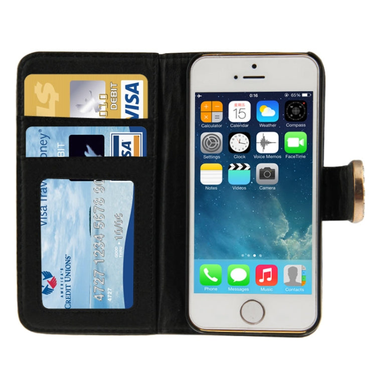 Lizard Texture Diamond Button Flip Leather Case with Credit Card Slots & Holder for iPhone 5 & 5S