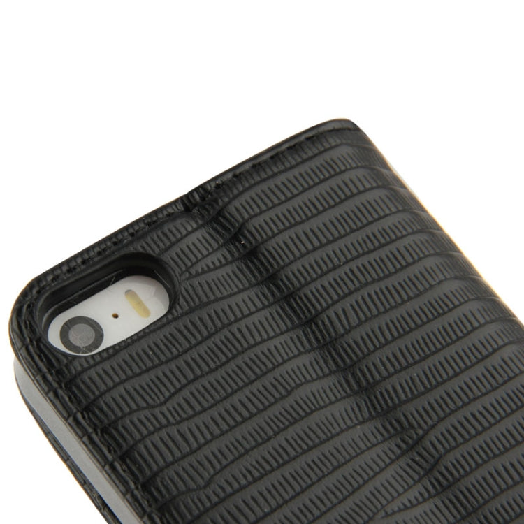Lizard Texture Diamond Button Flip Leather Case with Credit Card Slots & Holder for iPhone 5 & 5S
