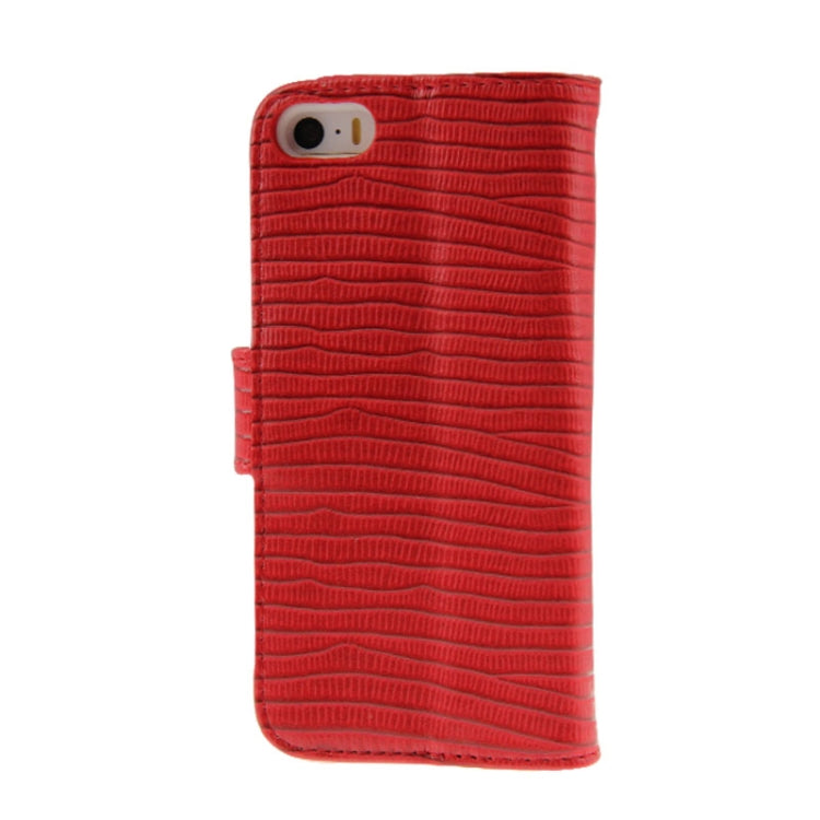 Lizard Texture Diamond Button Flip Leather Case with Credit Card Slots & Holder for iPhone 5 & 5S