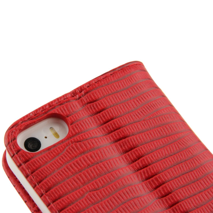 Lizard Texture Diamond Button Flip Leather Case with Credit Card Slots & Holder for iPhone 5 & 5S