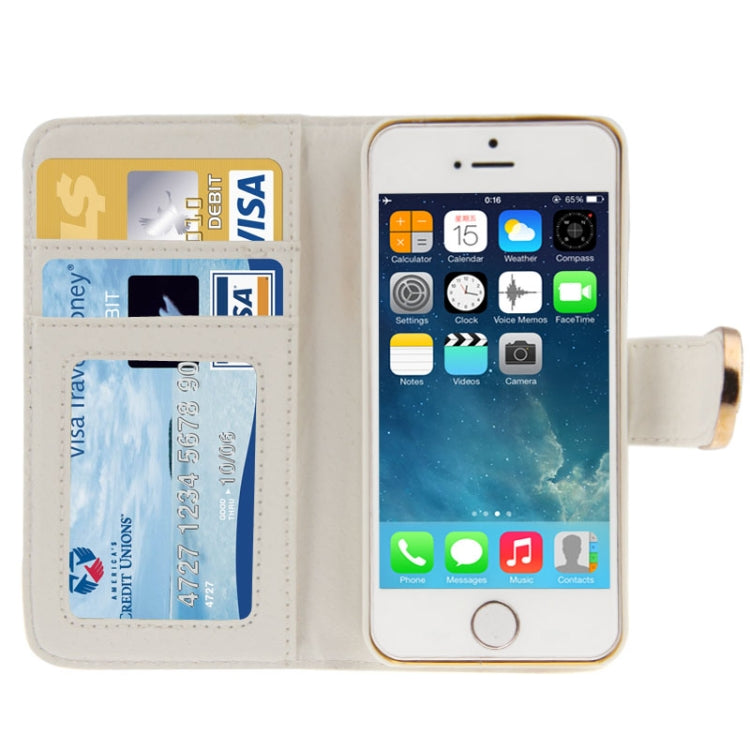 Lizard Texture Diamond Button Flip Leather Case with Credit Card Slots & Holder for iPhone 5 & 5S