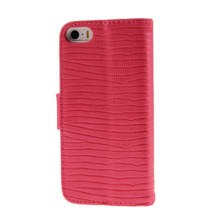 Lizard Texture Diamond Button Flip Leather Case with Credit Card Slots & Holder for iPhone 5 & 5S