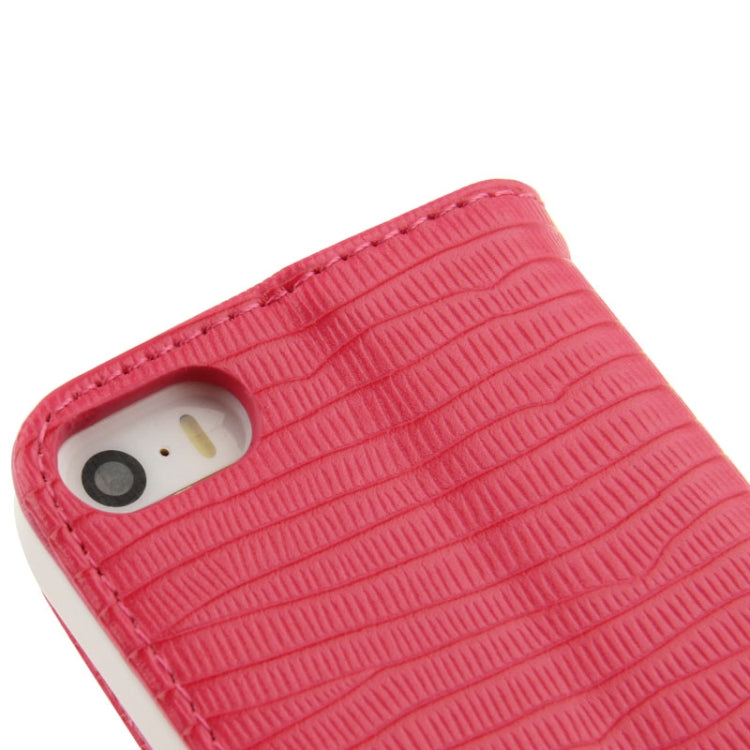 Lizard Texture Diamond Button Flip Leather Case with Credit Card Slots & Holder for iPhone 5 & 5S