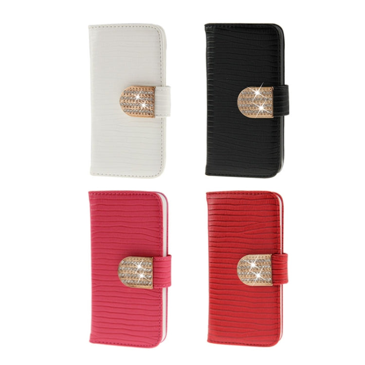 Lizard Texture Diamond Button Flip Leather Case with Credit Card Slots & Holder for iPhone 5 & 5S