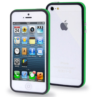 For iPhone 5 & 5S & ES 2-color Plastic + TPU Material Bumper Frame with Buttons