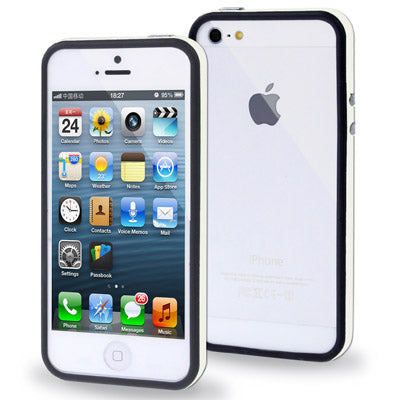 For iPhone 5 & 5S & ES 2-color Plastic + TPU Material Bumper Frame with Buttons
