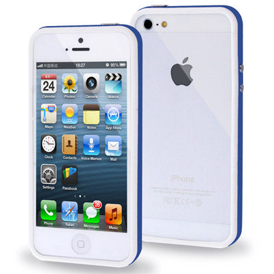 2-color Plastic + TPU Material Bumper Frame with Buttons for iPhone 5
