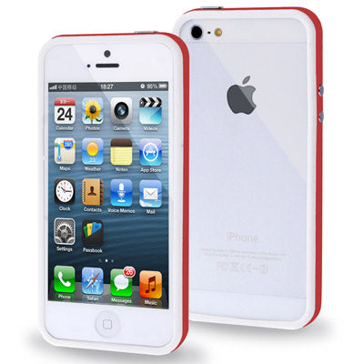 2-color Plastic + TPU Material Bumper Frame with Buttons for iPhone 5