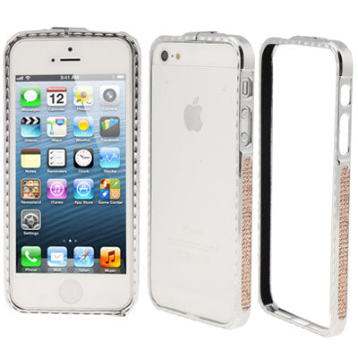 Diamond Encrusted Detachable Metal Silver Bumper Frame for iPhone 5 & 5s & SE