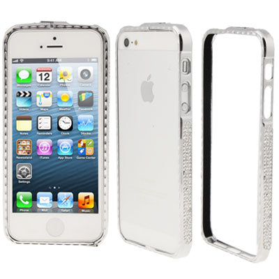 Diamond Encrusted Detachable Metal Silver Bumper Frame for iPhone 5 & 5s & SE