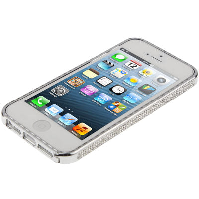Diamond Encrusted Detachable Metal Silver Bumper Frame for iPhone 5 & 5s & SE
