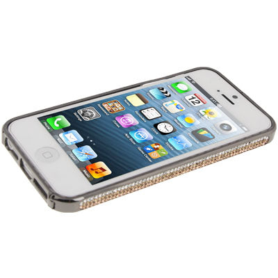 Diamond Encrusted Detachable Metal Black Bumper Frame for iPhone 5 & 5s & SE (Coffee Diamond)