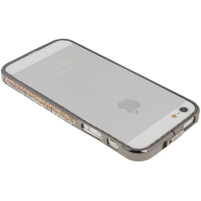 Diamond Encrusted Detachable Metal Black Bumper Frame for iPhone 5 & 5s & SE (Coffee Diamond)