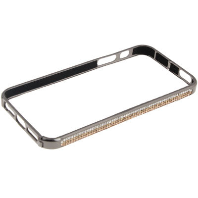Diamond Encrusted Detachable Metal Black Bumper Frame for iPhone 5 & 5s & SE (Coffee Diamond)