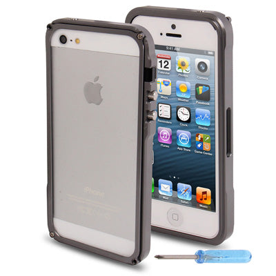 Separable Metal Frame with Dust Plug & mini Screw Kit for iPhone 5 & 5s & SE (Dark Grey)