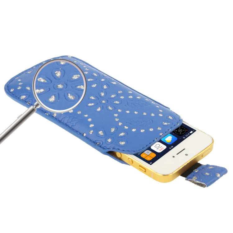 Diamond Palace Flower Pattern Leather Case Pocket Pouch Sleeve Bag with Pull Up Tab for iPhone 5 & 5s & SE & SE & 5C / iPhone 4 & 4S