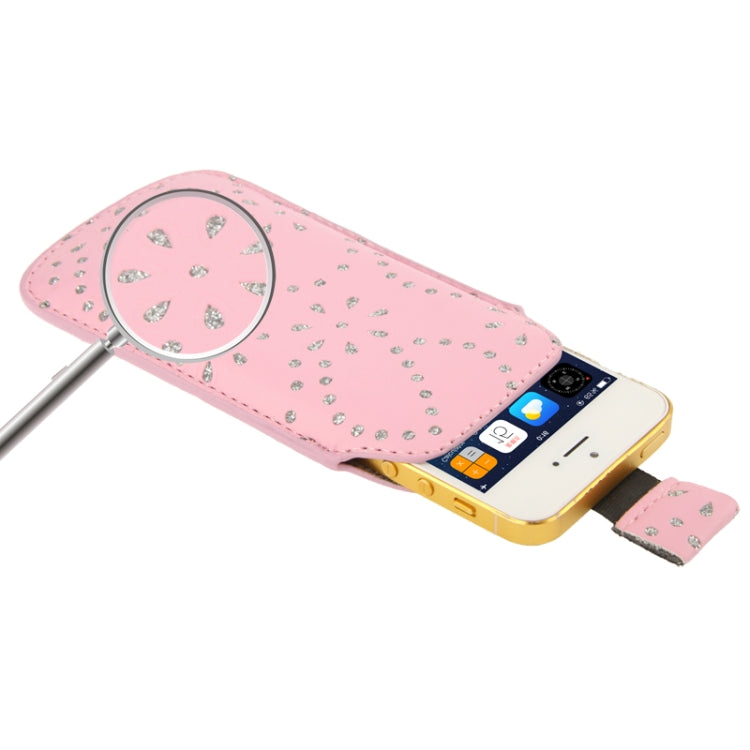 Diamond Palace Flower Pattern Leather Case Pocket Pouch Sleeve Bag with Pull Up Tab for iPhone 5 & 5s & SE & SE & 5C / iPhone 4 & 4S
