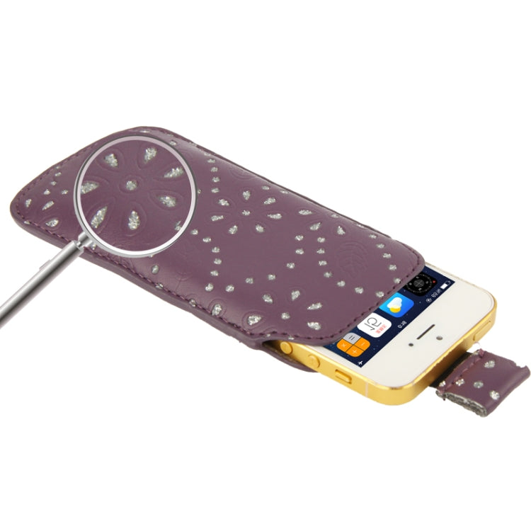 Diamond Palace Flower Pattern Leather Case Pocket Pouch Sleeve Bag with Pull Up Tab for iPhone 5 & 5s & SE & SE & 5C / iPhone 4 & 4S