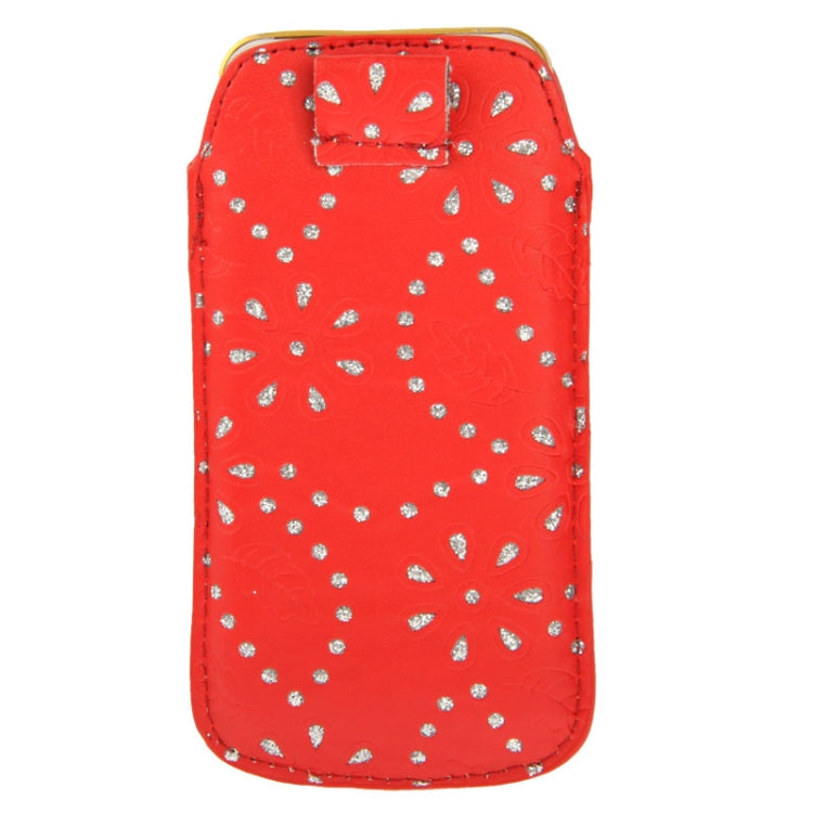 Diamond Palace Flower Pattern Leather Case Pocket Pouch Sleeve Bag with Pull Up Tab for iPhone 5 & 5s & SE & SE & 5C / iPhone 4 & 4S