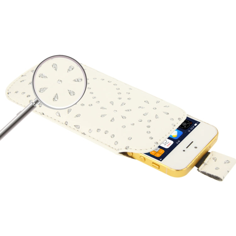 Diamond Palace Flower Pattern Leather Case Pocket Pouch Sleeve Bag with Pull Up Tab for iPhone 5 & 5s & SE & SE & 5C / iPhone 4 & 4S