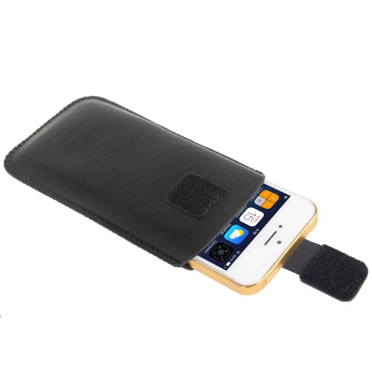 Leather Case Pocket Pouch Sleeve Bag with Pull Tab for iPhone 5 & 5C & 5S (Black)