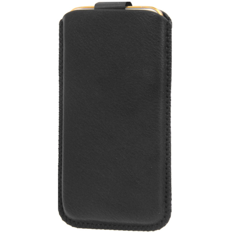 Leather Case Pocket Pouch Sleeve Bag with Pull Tab for iPhone 5 & 5C & 5S (Black)
