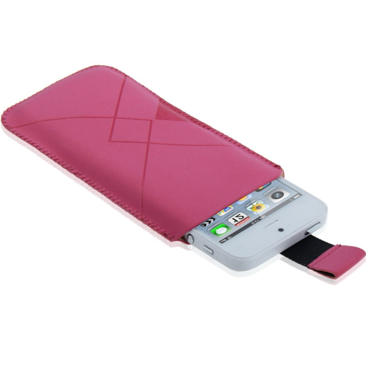 Soft Leather Case Pocket Pouch Sleeve Bag with Pull Tab for iPhone 5 & 5s & SE & SE , iPhone 4/4S , Galaxy S IV mini / i9190 (Magenta)