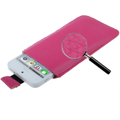 Litchi Texture Leather Case Pocket Pouch Sleeve Bag with Pull Tab for iPhone 5 & 5s & SE & SE , iPhone 4/4S , Galaxy S IV mini / i9190