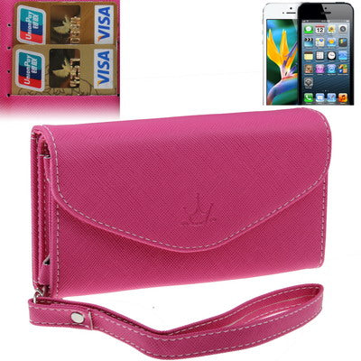 Leather Case / Carry Bag with Credit Card Slots & Wrist Strap for iPhone 5