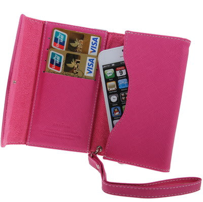 Leather Case / Carry Bag with Credit Card Slots & Wrist Strap for iPhone 5