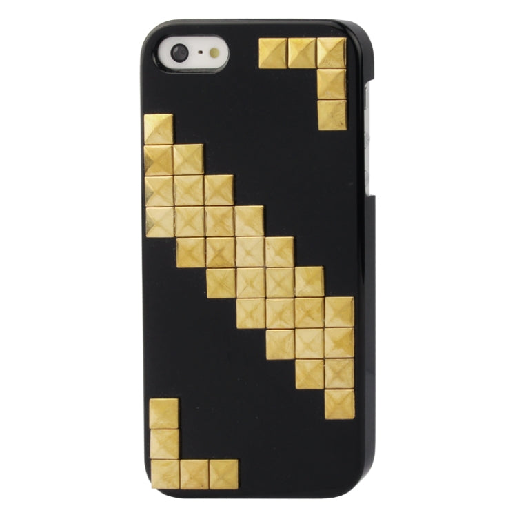 Stair-stepping Style Golden Rivet Plastic Protective Case for iPhone 5 & 5s & SE
