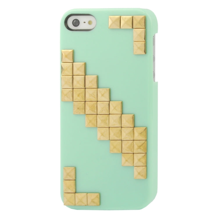 Stair-stepping Style Golden Rivet Plastic Protective Case for iPhone 5 & 5s & SE