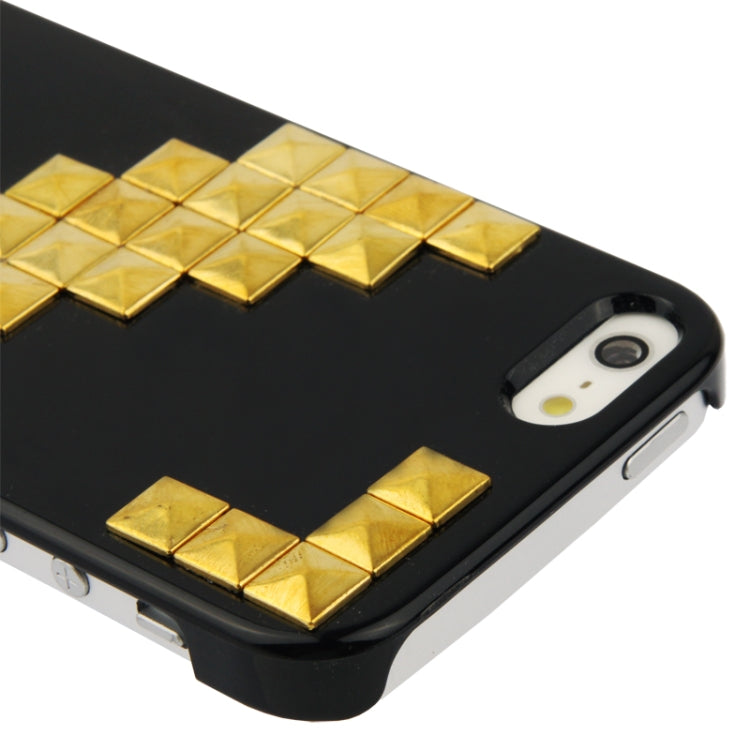 Stair-stepping Style Golden Rivet Plastic Protective Case for iPhone 5 & 5s & SE