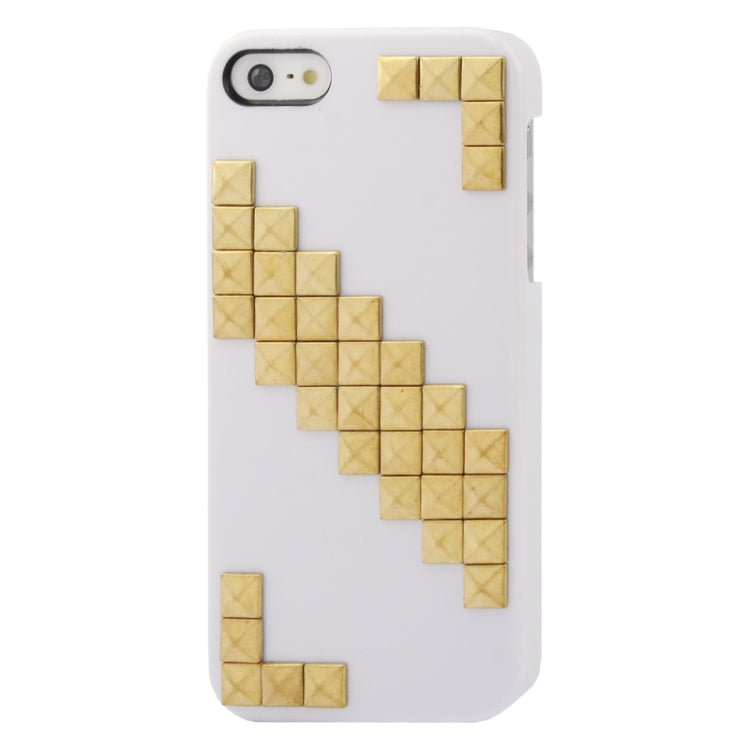 Stair-stepping Style Golden Rivet Plastic Protective Case for iPhone 5 & 5s & SE