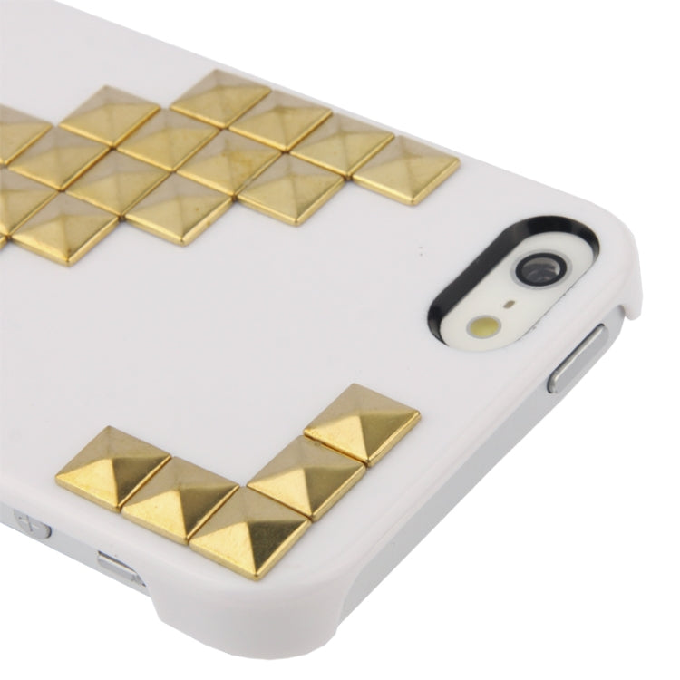 Stair-stepping Style Golden Rivet Plastic Protective Case for iPhone 5 & 5s & SE