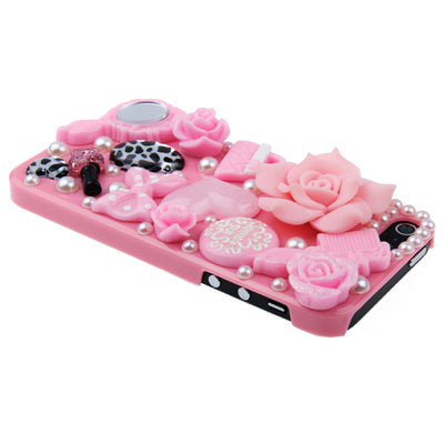 3D Handmade Pearl Encrusted Plastic Hard Case for iPhone 5 & 5s & SE (Pink)