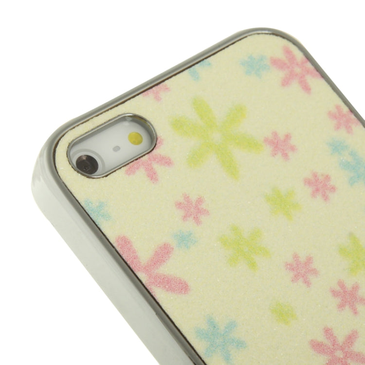 Crystal Frosted Flowers Pattern Plating Plastic Shell for iPhone 5 & 5s & SE