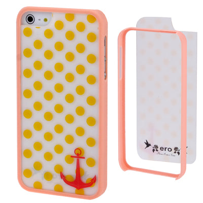 Ero Airmail Series Dot Pattern Split Plastic Protective Cover with Bumper Frame for iPhone 5 (Yellow)