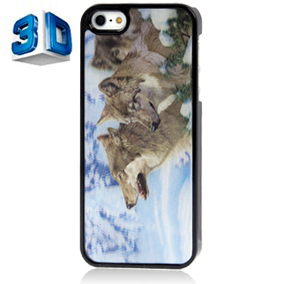 3D Effects Style Wolves Pattern Plastic Case for iPhone 5 & 5s & SE