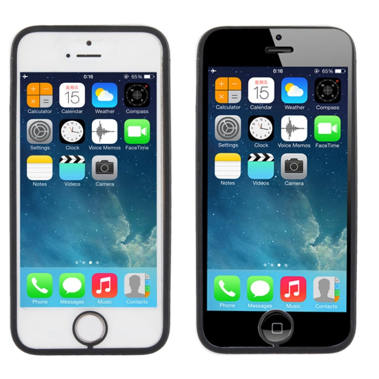 Vertical Insertion Transparent Plastic Case with Colorful TPU Frame for iPhone 5 & 5s & SE