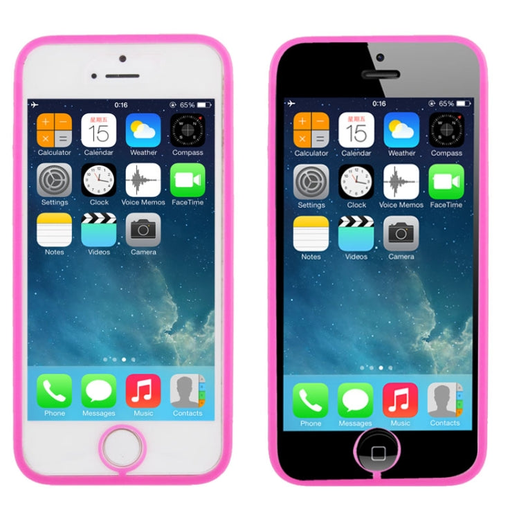 Vertical Insertion Transparent Plastic Case with Colorful TPU Frame for iPhone 5 & 5s & SE