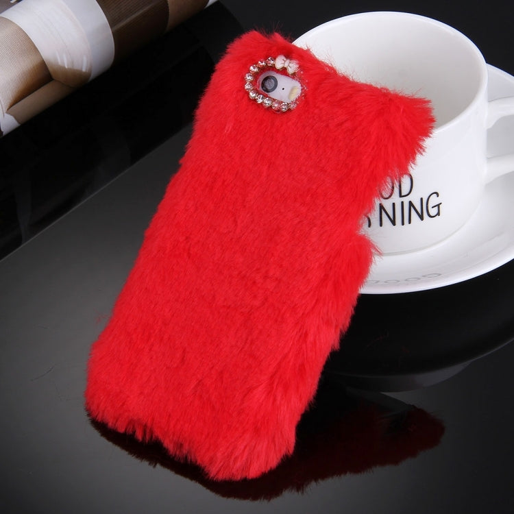 For iPhone 5 & 5s & SE Diamond Encrusted Winter Warm Fur Plastic Case